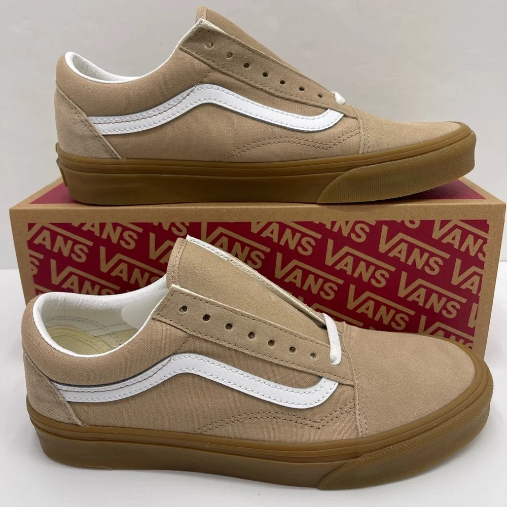 Vans Women's Beige and White Sneakers Old Skool Sesame/Gum VN0A38G1QA2 Sneakers